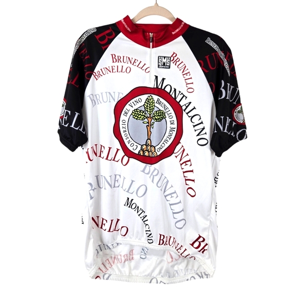 Brunello Di Montalcino SMS Men’s White-Red Biker/Cycling Top - Picture 1 of 12